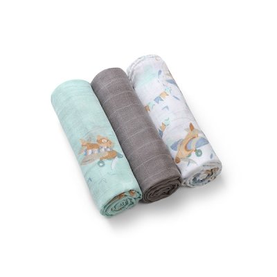 BABYONO Bambus pelene 3 kom Plavo-sive, 70x70 cm