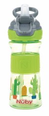 NUBY Borraccia sportiva con cannuccia morbida pieghevole 360 ml, verde, 3+