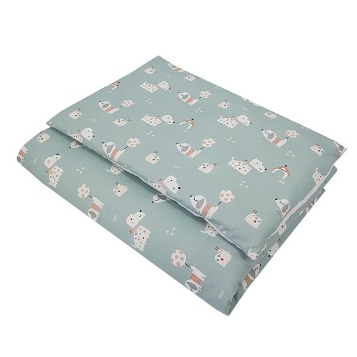 Roupa de cama ECO de 2 peças em algodão com estampa Dogs Mint 40x60 cm, 90x120 cm