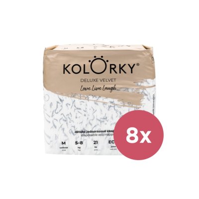 KOLORKY DELUXE VELVET Einwegwindeln Öko mit Samtoberfläche M (5-8 kg) 168 Stk. - MONATSVORRAT
