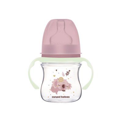 CANPOL BABIES Anti-Kolik-Flasche mit leuchtenden Griffen EasyStart Sleepy Koala 120 ml rosa