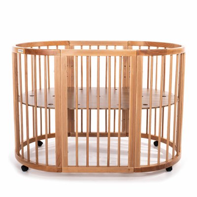 MIMIKO Rund 9i1 Växande Spjälsäng Rund Naturlig