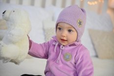 Čiapka pletená zaväzovacia LA Outlast ® - svetlá dymová