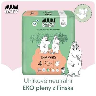 MUUMI Baby 4 Maxi 7-14 kg (138 szt.), miesięczne opakowanie eko pieluszek