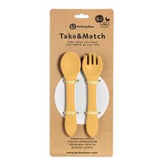 PETITE&MARS Příbor silikonový Take&Match Intense Ochre 6m+