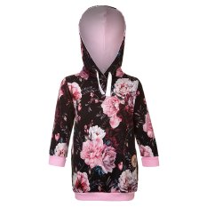 Šaty mikinové - čierna kvety