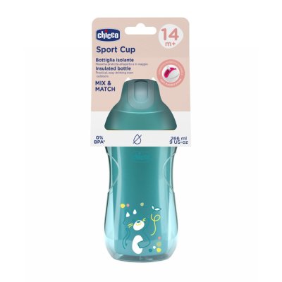 CHICCO Sport termo šalica sa slamkom teal, 14m+