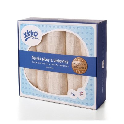 KIKKO Babywindeln aus Bio-Baumwolle Old Times 70x70 (5 Stück) – natur