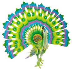 Woodcraft Puzzle 3D din lemn Păun colorat