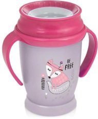 LOVI Mok 360˚ JUNIOR 250 ml met INDIAN handvatten, roze