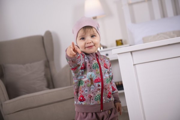 Hanorac călduros cu fermoar - ciuperci roz antic