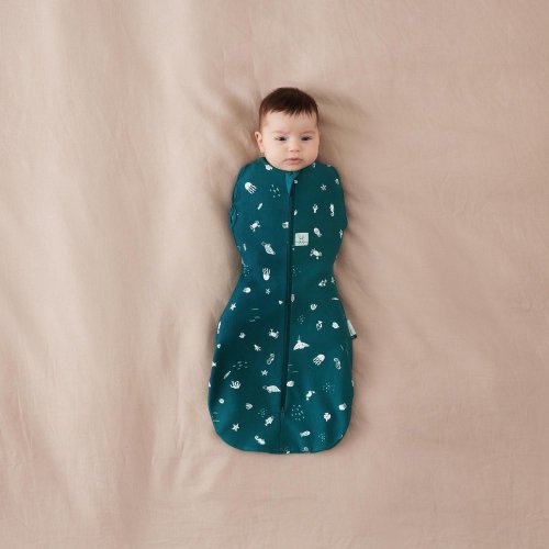 ERGOPOUCH Swaddle och sovsäck 2in1 Cocoon Ocean 0-3 m, 3-6 kg, 0,2 tog