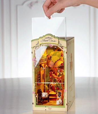 RoboTime 3D Puzzle Buchstütze Miniatur Haus Bastelei Blumen-Ecke