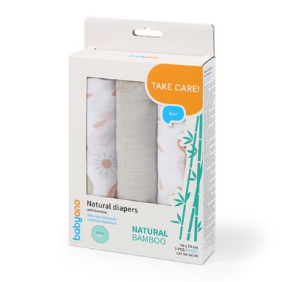 BABYONO Bamboo pelene 3 kom - sive