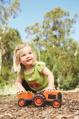 Green Toys Tracteur avec remorque orange