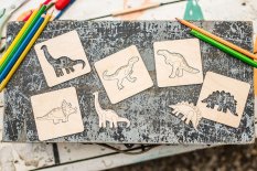 BeWooden Lisjaške vstavljive puzzle 4 v 1 - Dino