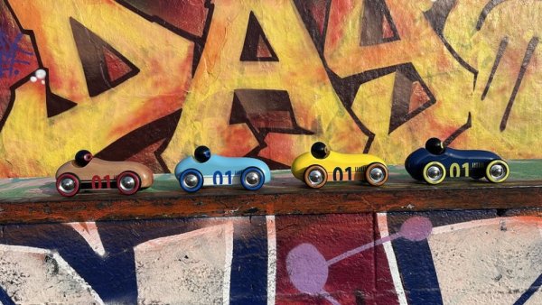 Vilac Wooden Car Old Sport Compet Turquoise