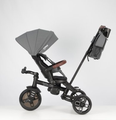 Rowerek trójkołowy QPLAY Comfo Max Grey, 7w1, wiek 10-72 miesiące