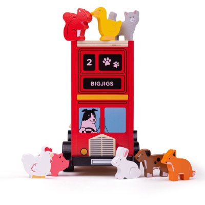 Bigjigs Toys Leseni avtobus z živalmi