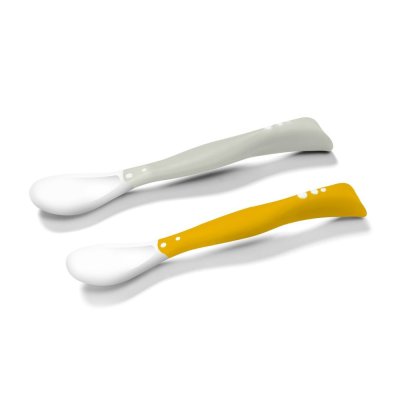 BABYONO Flexi Löffel 2 Stück grau/gelb
