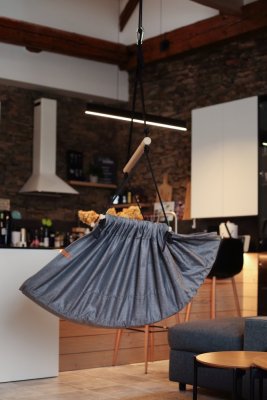 Viseča viseča mreža siva melirana HOJDAVAK MAXI z blazino - zunanja tkanina, vrvica bela