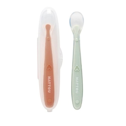 NATTOU Silicone spoons with soft end and case 2 pcs