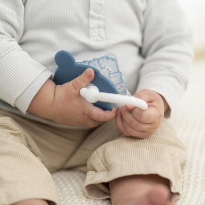 NATTOU Anneau de dentition en silicone avec partie réfrigérante Souris bleue sans BPA