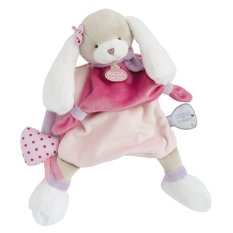 Doudou Marionnette en peluche chien rose 28 cm
