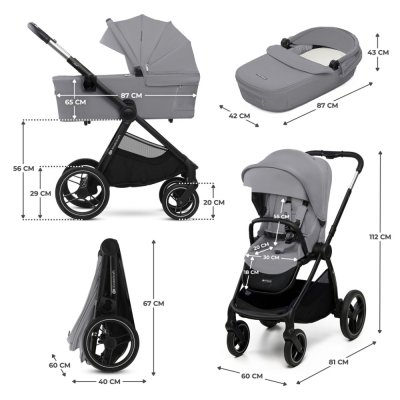 KINDERKRAFT Kombinirani voziček Nea 2 2v1 Platinum Grey