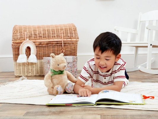 Rainbow Plush Winnie the Pooh with Green Bow 25 cm