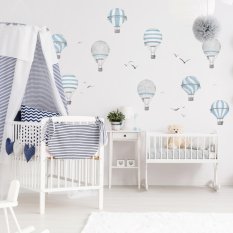 Autocolantes decorativos infantis - Balões de ar quente azul-cinza N.1.-6 balões de ar quente
