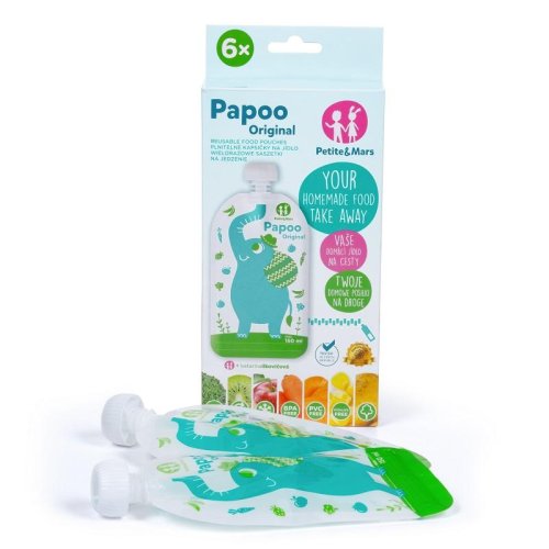 PETITE&MARS Pochette alimentaire Papoo Éléphant - 6 pcs