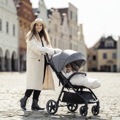 PETITE&MARS Set zimní fusak Arctic 4v1 + rukavice na kočárek Furry Rose Petal