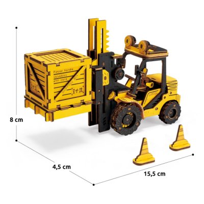RoboTime Drewniane Mechaniczne Puzzle 3D Wózek Widłowy