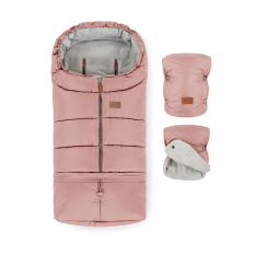 PETITE&MARS Jibot 3in1 Wintertaschenset + Jasie Dusty Pink Kinderwagenhandschuhe