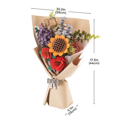 Puzzle 3D en bois RoboTime - Bouquet de fleurs