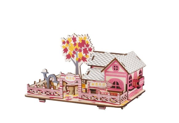 Woodcraft Holz 3D Puzzle Herbsthaus