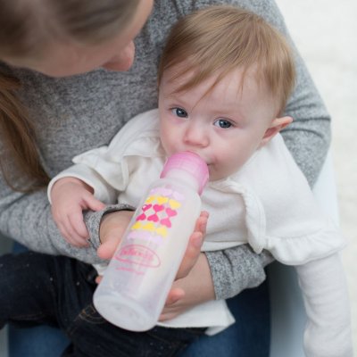 DR.BROWN'S Options+ Anti-Kolik-Flasche schmal 2 in 1 mit Mundstück 250 ml, rosa