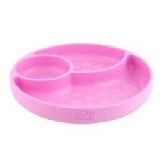 CHICCO Assiette en silicone, rose 12m+