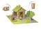 Jeujura Jeu de construction en bois 85 pièces Maisonnette en duplex