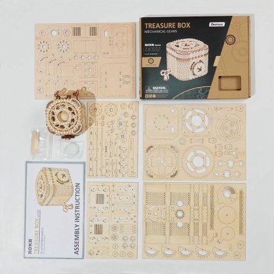 RoboTime Drewniane Mechaniczne Puzzle 3D Szkatułka na biżuterię