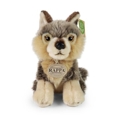 Rappa Pluche wolf zittend 18 cm ECO-FRIENDLY