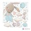 Stickers for the room - Rabbits in a light blue design with balloons