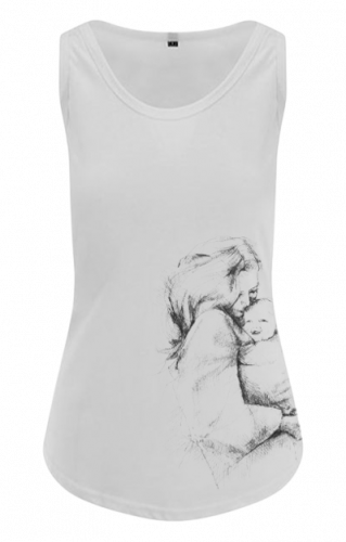 Naisten hihaton t-paita Monkey Mum® valkoinen - lasta kantava äiti