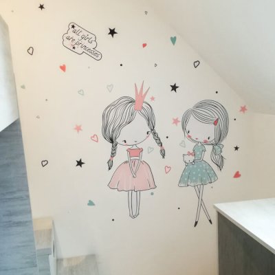 Stickers muraux enfant - Les Fées d'INSPIO en menthe et rose poudré