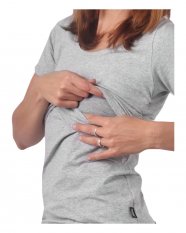 Tričko na dojčenie Katarína, krátky rukáv - šedý melír