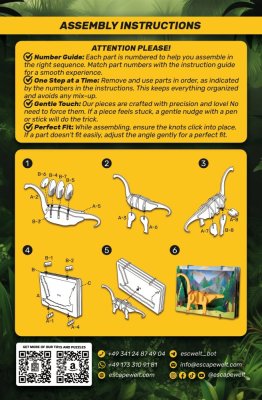 EscapeWelt Puzzle 3D de madera - Brontosaurio