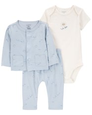 CARTER'S 3-dijelni komplet trenirka bodi kratak rukav, trenirka Blue Airplane dječak MFL NB/vel 56