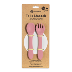 PETITE&MARS Příbor silikonový Take&Match Dusty Rose 6m+