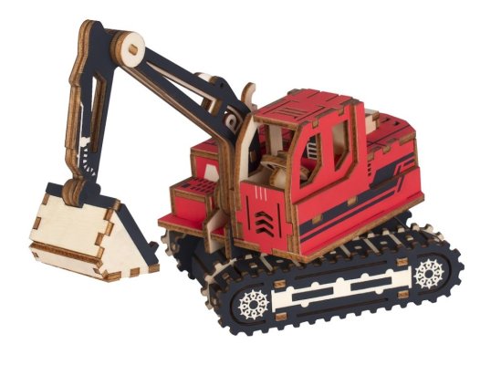 Woodcraft Drewniane puzzle 3D Koparka czerwona